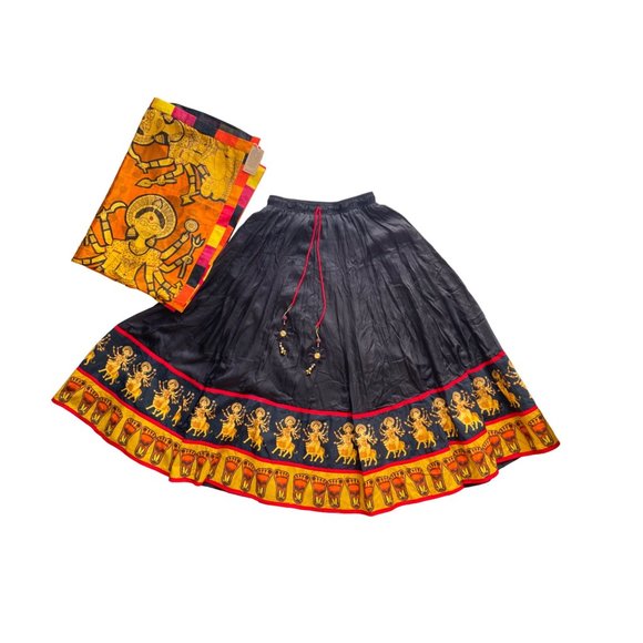 NWT UDD skirt with Dupatta set of 2 Yellow Black 96 x 32 in - Picture 3 of 11